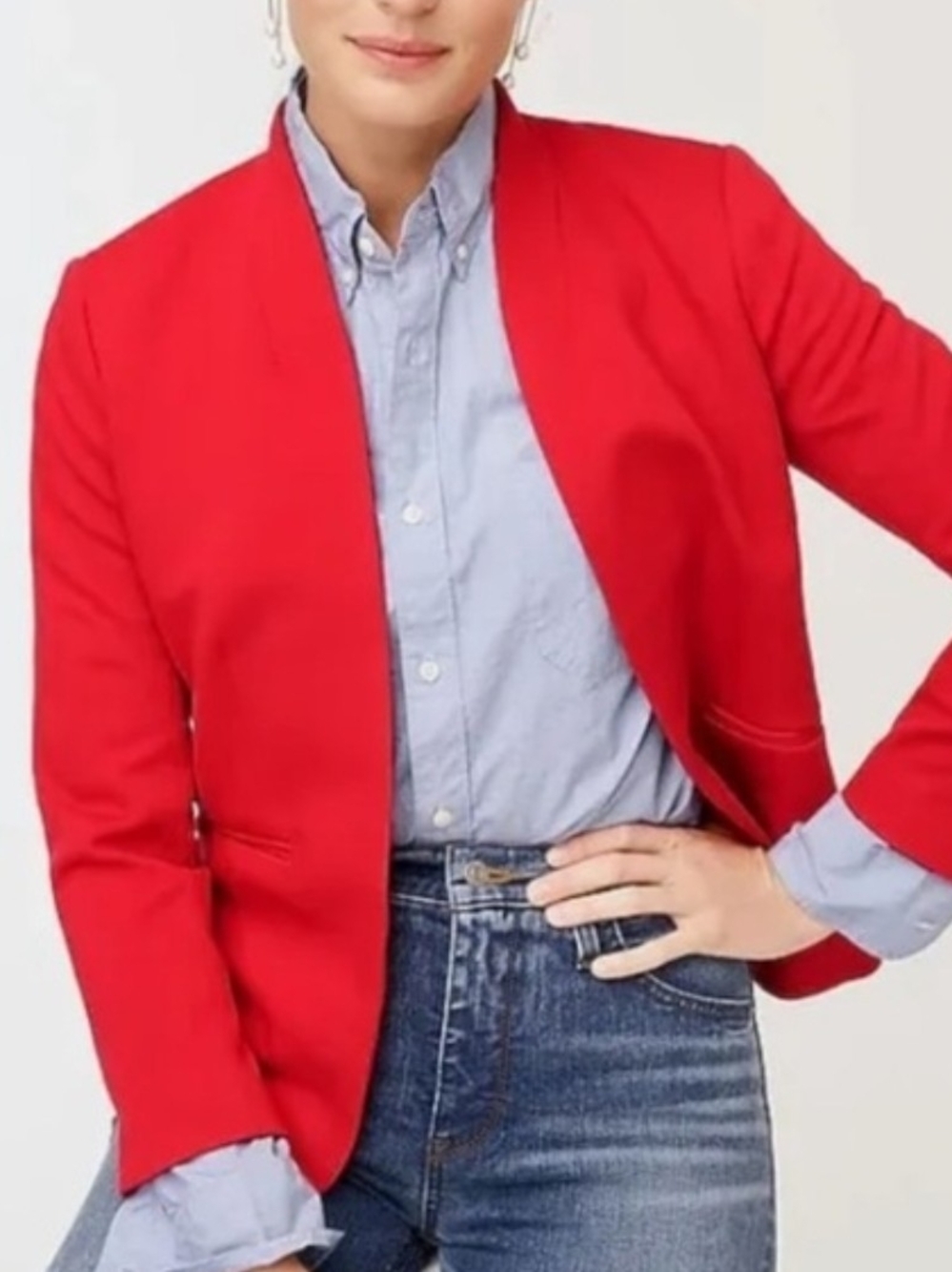 J Crew Red Collarless Going Out Blazer - Size 8T